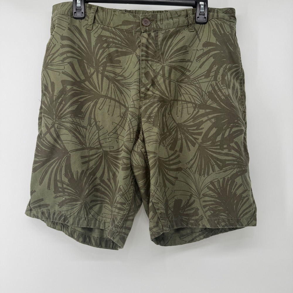 Bonobos‎ Mens Green Palm Leaf Print Tencel Lyocell Shorts Size L 9 Inch Inseam